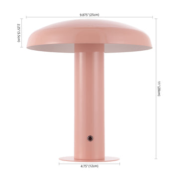 Suillius 11" Contemporary Bohemian Rechargeable/Cordless Iron Integrated LED Mushroom Table Lamp